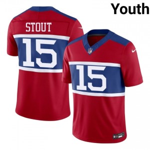 Jordan Stout Giants #15 Youth Professional Football Stitch Jersey - Red Edition 50509220