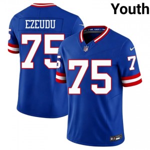 #75 Joshua Ezeudu NYG Youth Exclusive Football Sewn Jersey - Throwback Royal Edition 19417158
