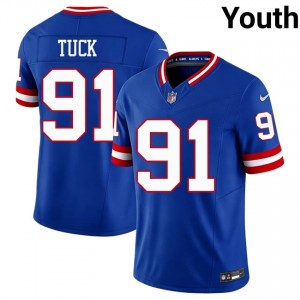 #91 Justin Tuck New York Giants Youth Limited Football Stitched Jersey - Throwback Royal Edition 14989800