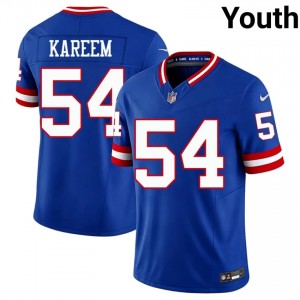 #54 Khalid Kareem NYG Youth Gameday Football Sewn Jersey - Throwback Royal Edition 10668960