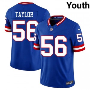 #56 Lawrence Taylor Big Blue Youth Authentic Football Embroidery Jersey - Throwback Royal Edition 95339374