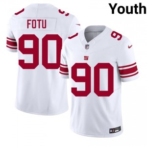 #90 Leki Fotu New York Giants Youth Durable Football Stitched Jersey - White Edition 85344639