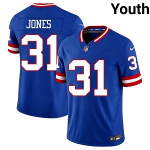 #31 Nic Jones Giants Youth Authentic Football Stitch Jersey - Throwback Royal Edition 43561985