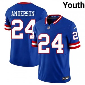 #24 Ottis Anderson NYG Youth Original Football Sewn Jersey - Throwback Royal Edition 24687307