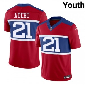 Paulson Adebo NYG #21 Youth Premium Football Sewn Jersey - Red Edition 79426499