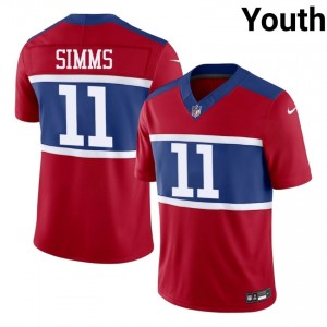 Phil Simms Giants #11 Youth Moisture Wicking Football Stitch Jersey - Red Edition 74317091