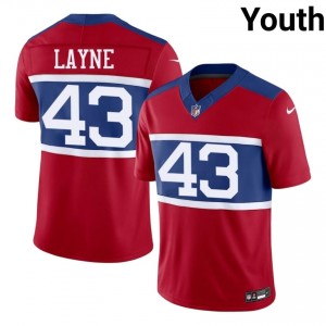 Raheem Layne Giants #43 Youth Original Football Stitch Jersey - Red Edition 73309213