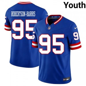 #95 Roy Robertson-Harris NYG Youth Durable Football Sewn Jersey - Throwback Royal Edition 50134469