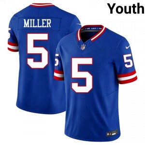 #5 Ryan Miller New York Giants Youth Durable Football Embroidery Jersey - Throwback Royal Edition 35741884