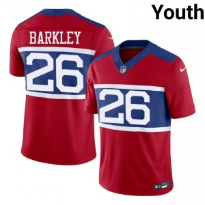 Saquon Barkley NYG #26 Youth Durable Football Sewn Jersey - Red Edition 38805991