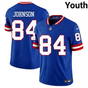 #84 Theo Johnson New York Giants Youth Licensed Football Embroidery Jersey - Throwback Royal Edition 68808117