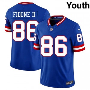 #86 Thomas Fidone II New York Giants Youth Elite Thread Football Stitched Jersey - Throwback Royal Edition 29393522