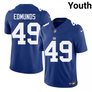 Tremaine Edmunds New York Giants #49 Youth Moisture Wicking Football Embroidery Jersey - Royal Edition 90827357
