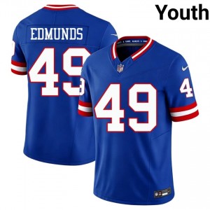 #49 Tremaine Edmunds NY Giants Youth Durable Football Stitched Jersey - Throwback Royal Edition 10624371