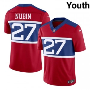 Tyler Nubin NYG #27 Youth Moisture Wicking Football Sewn Jersey - Red Edition 53514702