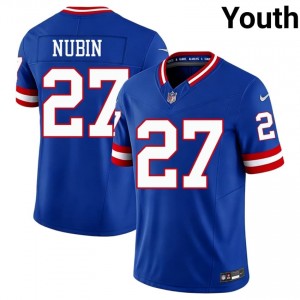#27 Tyler Nubin New York Giants Youth Player Football Embroidery Jersey - Throwback Royal Edition 31482238