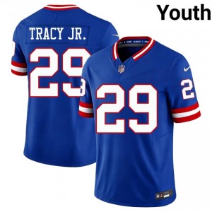 #29 Tyrone Tracy Jr. Giants Youth Limited Football Stitch Jersey - Throwback Royal Edition 58219979