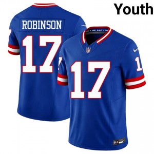 #17 Wan'Dale Robinson NY Giants Youth Essential Football Stitched Jersey - Throwback Royal Edition 24817863
