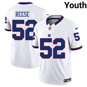 New York Giants Arvell Reese #52 Youth NFL Football Stitched Jersey - White Throwback Edition 30579127