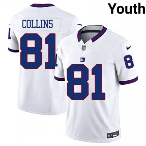 Giants Beaux Collins #81 Youth Premium Football Stitch Jersey - White Throwback Edition 69660920