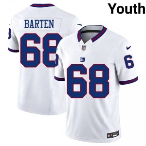 NY Giants Ben Barten #68 Youth Elite Thread Football Stitch Jersey - White Throwback Edition 34930823