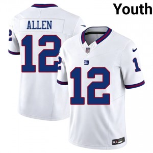 New York Giants Brandon Allen #12 Youth NFL Football Embroidery Jersey - White Throwback Edition 62277745