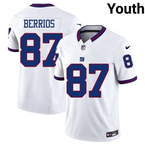 Giants Braxton Berrios #87 Youth Player Football Stitch Jersey - White Throwback Edition 32871417