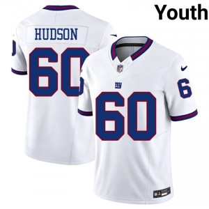 Giants Bryan Hudson #60 Youth Classic Football Stitch Jersey - White Throwback Edition 30792412