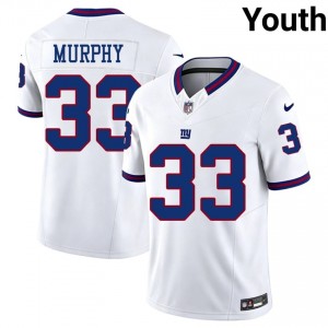 NY Giants Caleb Murphy #33 Youth Elite Thread Football Stitched Jersey - White Throwback Edition 37625768