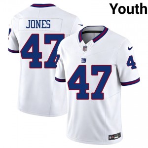 NY Giants Cam Jones #47 Youth Authentic Football Stitch Jersey - White Throwback Edition 87131013