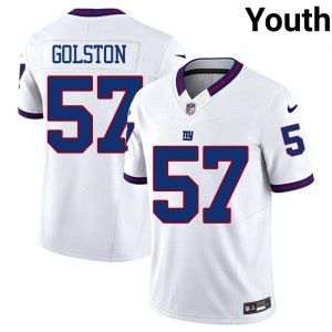 NY Giants Chauncey Golston #57 Youth Pro Cut Football Stitched Jersey - White Throwback Edition 22589268