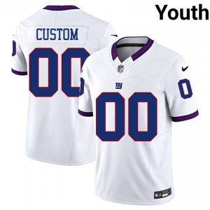 New York Giants Custom #00 Youth Elite Thread Football Embroidery Jersey - White Throwback Edition 98219567