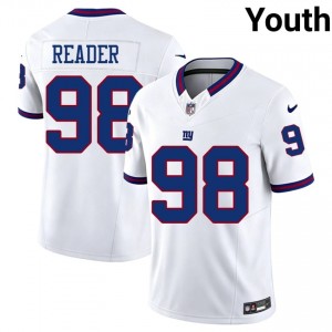 Big Blue DJ Reader #98 Youth Premium Football Embroidery Jersey - White Throwback Edition 91143931