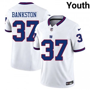 NYG Damon Bankston #37 Youth Classic Football Sewn Jersey - White Throwback Edition 36673243