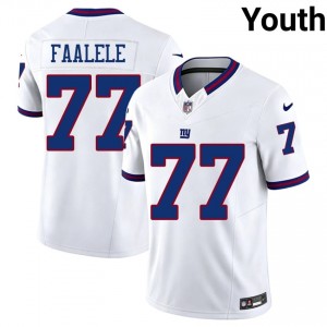 Giants Daniel Faalele #77 Youth Elite Thread Football Stitch Jersey - White Throwback Edition 31930949