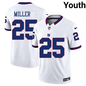 Big Blue Dante Miller #25 Youth Durable Football Embroidery Jersey - White Throwback Edition 47937446