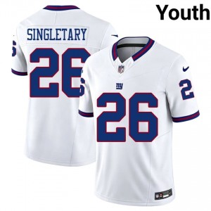 NY Giants Devin Singletary #26 Youth Gameday Football Stitch Jersey - White Throwback Edition 79570258