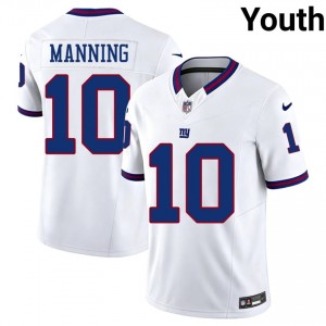 NY Giants Eli Manning #10 Youth Authentic Football Stitched Jersey - White Throwback Edition 51241516