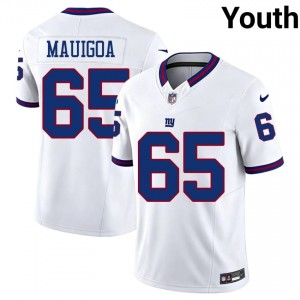 NY Giants Francis Mauigoa #65 Youth Premium Football Stitched Jersey - White Throwback Edition 54960467