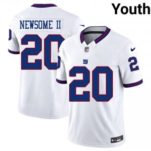 Big Blue Greg Newsome II #20 Youth Player Football Embroidery Jersey - White Throwback Edition 20671157