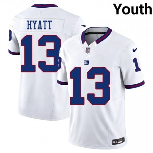 NYG Jalin Hyatt #13 Youth Exclusive Football Sewn Jersey - White Throwback Edition 45679743