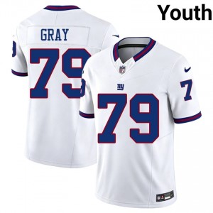 NYG Jarrod Gray #79 Youth Professional Football Sewn Jersey - White Throwback Edition 38460322