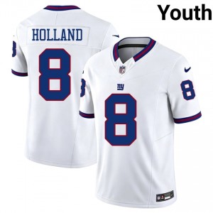 New York Giants Jevon Holland #8 Youth Essential Football Embroidery Jersey - White Throwback Edition 16445957