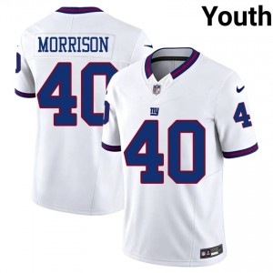 Giants Joe Morrison #40 Youth Limited Football Stitch Jersey - White Throwback Edition 80030513