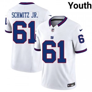 New York Giants John Michael Schmitz Jr. #61 Youth Authentic Football Stitched Jersey - White Throwback Edition 70816722