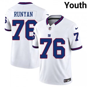 Giants Jon Runyan #76 Youth Exclusive Football Stitch Jersey - White Throwback Edition 35858117