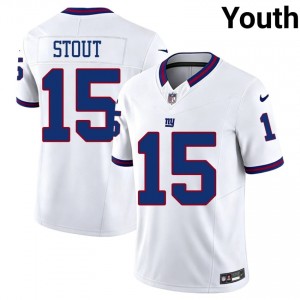Big Blue Jordan Stout #15 Youth Original Football Embroidery Jersey - White Throwback Edition 60383902