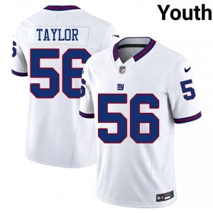 Giants Lawrence Taylor #56 Youth Gameday Football Stitch Jersey - White Throwback Edition 44846934