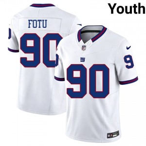 NY Giants Leki Fotu #90 Youth Iconic Football Stitch Jersey - White Throwback Edition 58541067