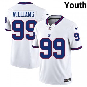 NYG Leonard Williams #99 Youth Elite Thread Football Sewn Jersey - White Throwback Edition 46900103